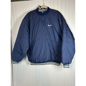 Vintage Nike Half Zip Pullover Bomber Puffer Jacket Size Large Blue 90s